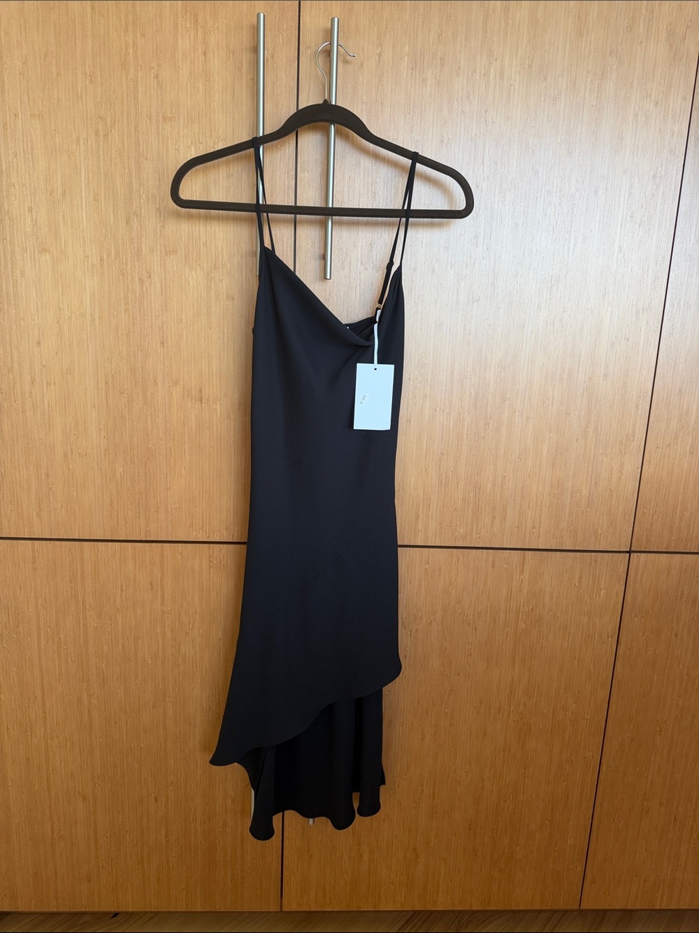 Amanda Uprichard Black Asymmetrical Slip Dress